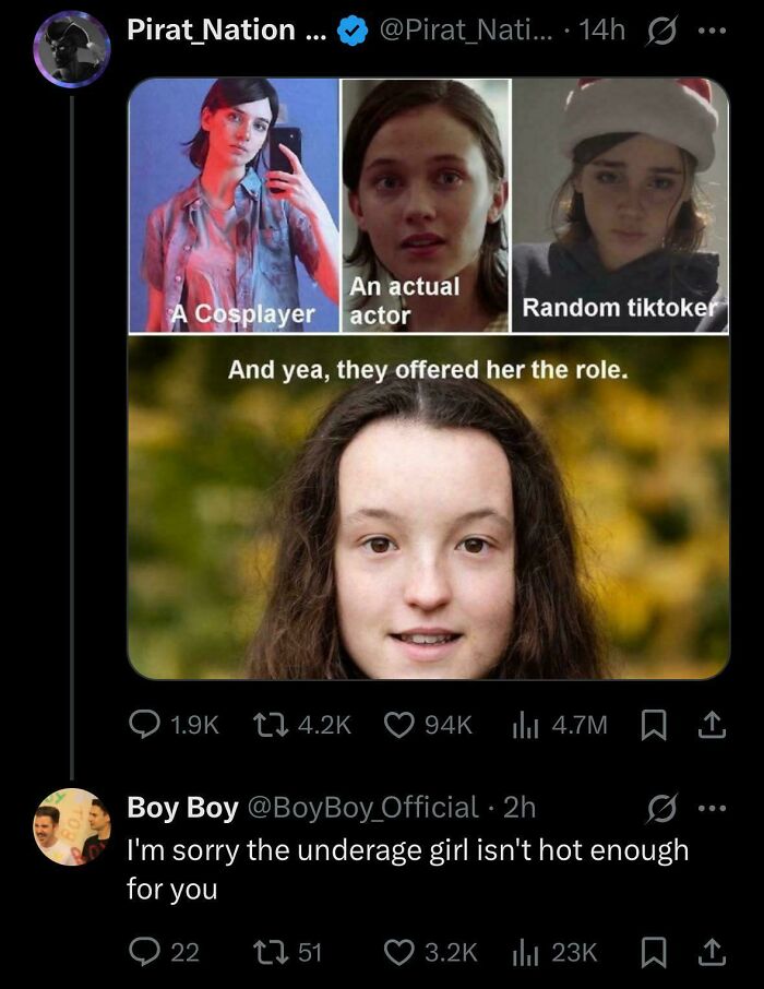 Meme comparing a cosplayer, an actor, and a TikToker with text about insults from sickest insults collections.
