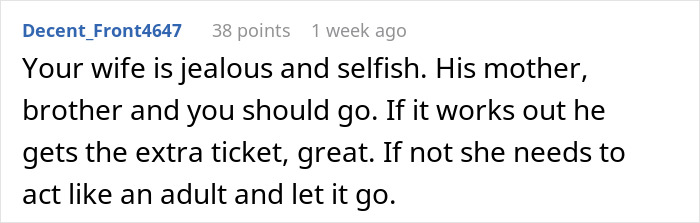 Comment discussing jealousy and selfishness related to stepmom tantrum after teen invites his mom to graduation.